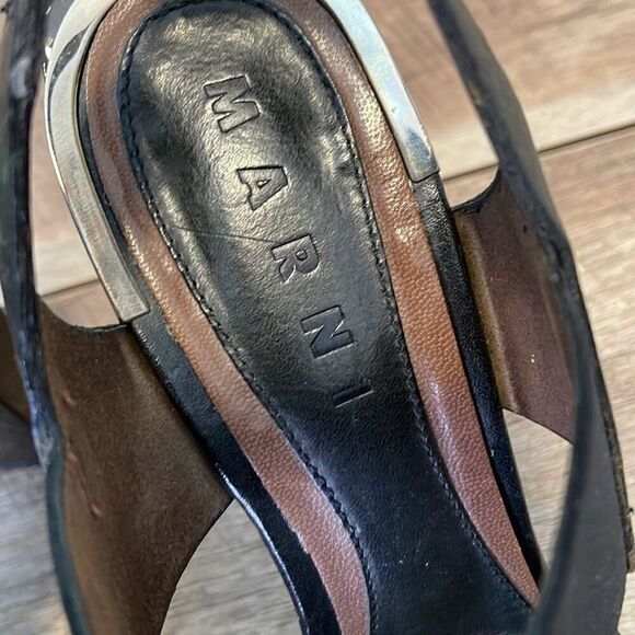 Marni Womens Block High‎ Heel Slingback Platform Sandals Black Size 37.5/7 - Picture 11 of 13